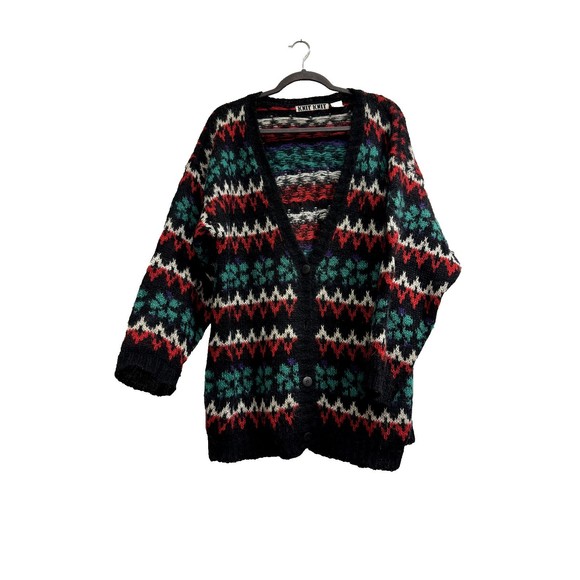 Knit Knit Vintage 80's Mohair Blend Oversized Grandpa Cardigan Sz Large - Picture 1 of 10